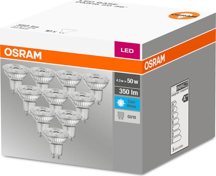 Actual product image Osram Base PAR16 (GU10, 4.30 W, 350 lm, 10 x, F)