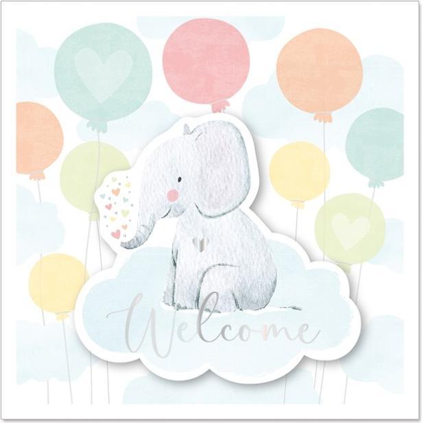 Produktbild Artebene Mini Glückwunschkarte Baby Elefant Luftballons 3D von