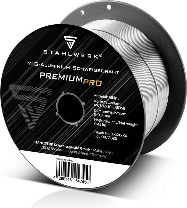 Produktbild Stahlwerk Schweissdraht MIG MAG Aluminium ER5356 AlMg5 0,8 mm 0,45 kg Drahtrolle