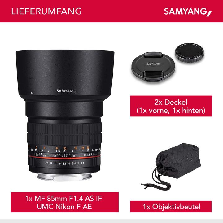 Actual product image Samyang 85mm f/1.4 AS IF UMC - Nikon F (Nikon F, APS-C / DX)