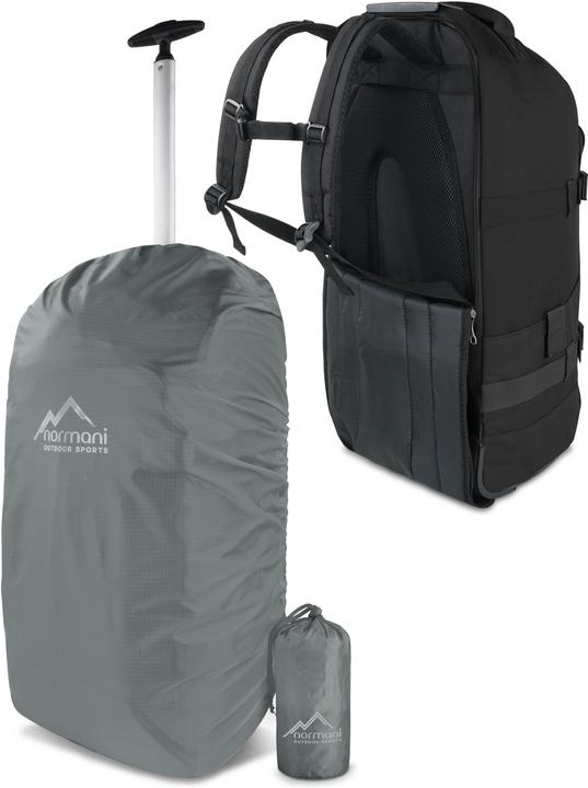 Normani Reisetasche mit Rucksackfunktion 90L mit Regenüberzug Schwarz (90 l, L (90 - 115l))