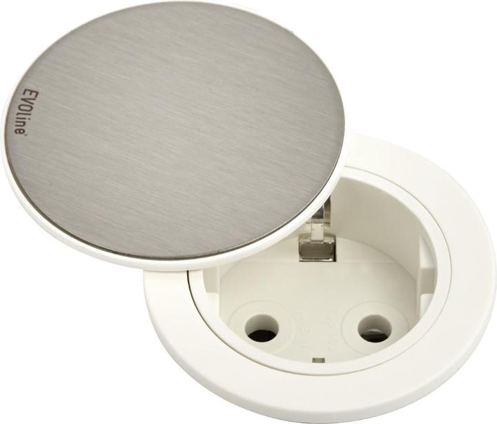 Produktbild Evoline One Einbausteckdose Gehäuse / Blende weiss mit Edelstahl