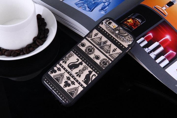 Produktbild König Design Apple iPhone 7 Plus Handy Hülle Mandala Case Motiv Ägyptische Zeichen Schwarz (Apple iPhone 7 Plus)