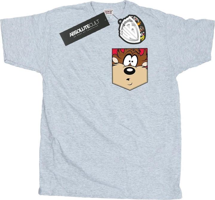 Looney Tunes Tasmanian Devil Face Faux Pocket TShirt (XL)