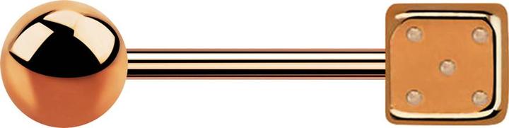 Star Piercing Micro Barbell rosegold mit Kugel und Würfel (ohne Messing, Chirurgenstahl 316L)