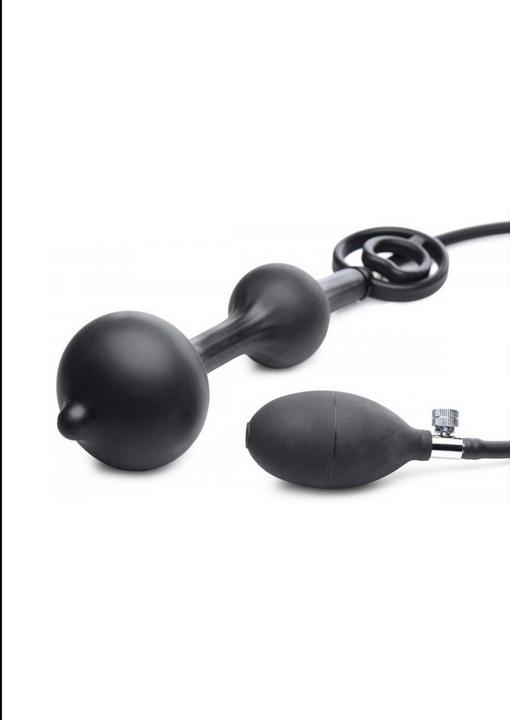 Actual product image Master Series Inflatable Silicone Anal Plug + Cock & Ball Ring