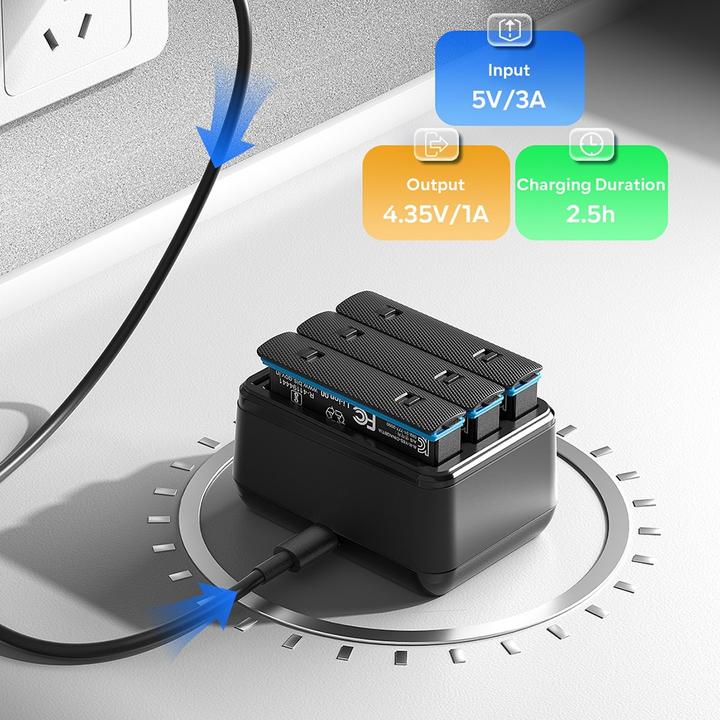 Produktbild aMagisn 3 in 1 Insta360 X4 Akku Ladestation (X4)