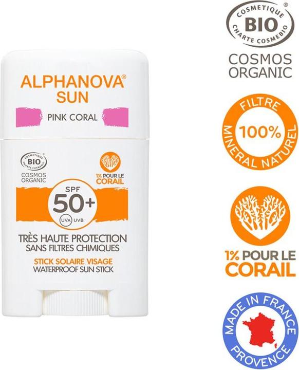 Alphanova SUN Bio STICK SPF50+ ROSA very high protection stick (Sun spray, SPF 50+, 12 ml, 12 g)