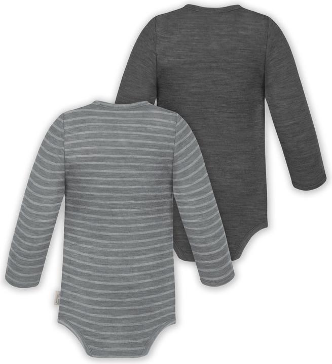 Produktbild Normani 2er Set Unisex Baby Wickelbody Langarm-Strampler Einteiler aus Merinowolle - 9351 (62)