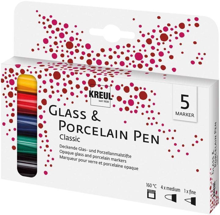 Produktbild I Am Creative Porcelain Pen 5er-Set (Schwarz, Signalgelb, Kirschrot, Royalblau, Französisch grün, 4 mm, 5 x)