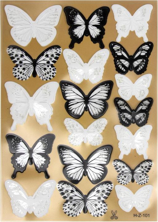 Produktbild JTI 18x 3D-Deko-Schmetterlinge - Schwarz und Weiss