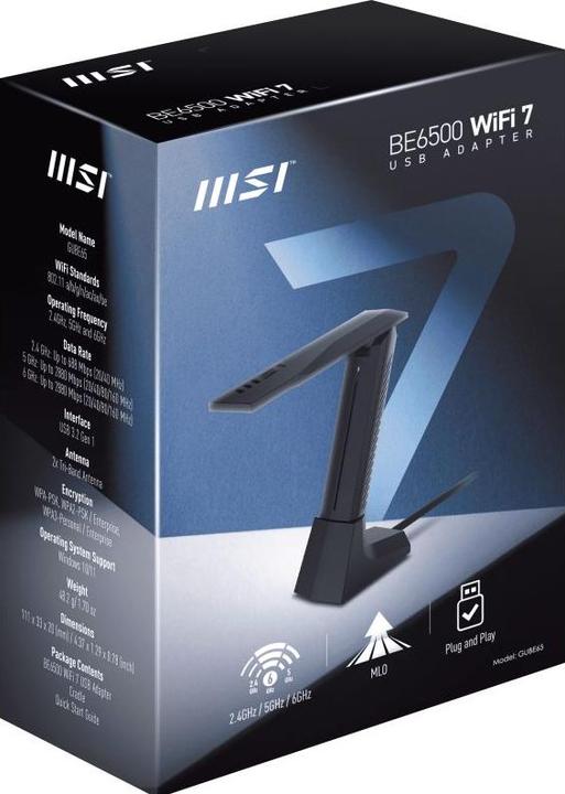 Image du produit MSI BE6500 WiFi7 USB Stick (USB)
