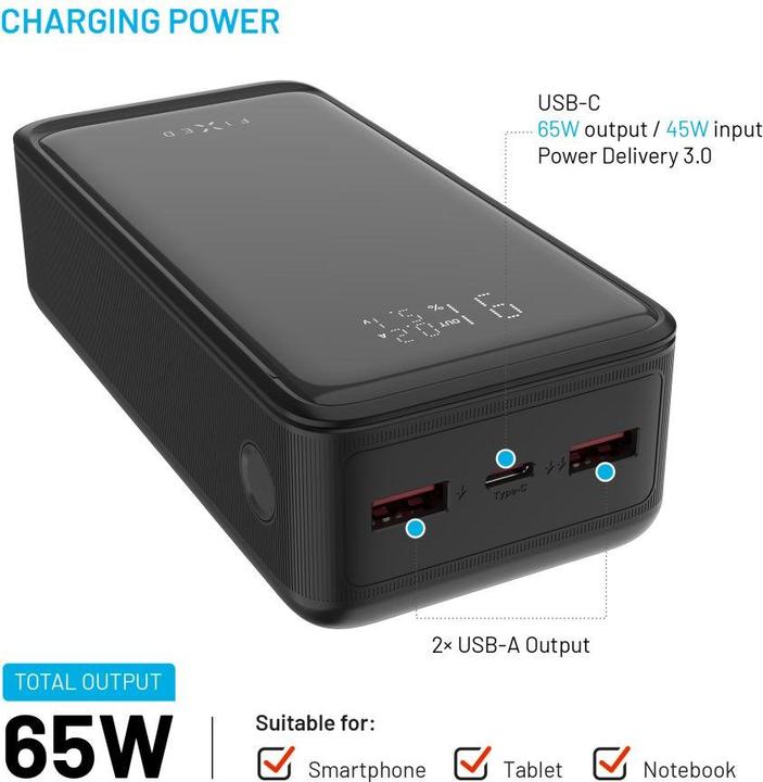 Actual product image Fixed Zen2 30, PD 65W, 30 000 mAh, black (30000 mAh, 65 W)