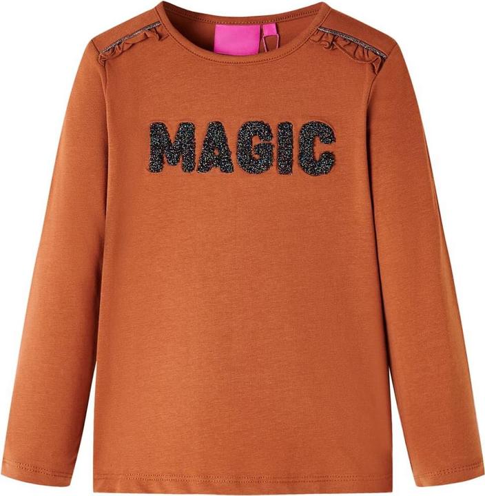 VidaXL Kinder-Langarmshirt Cognac 128,Material: 95 % Baumwolle. 5 (128)