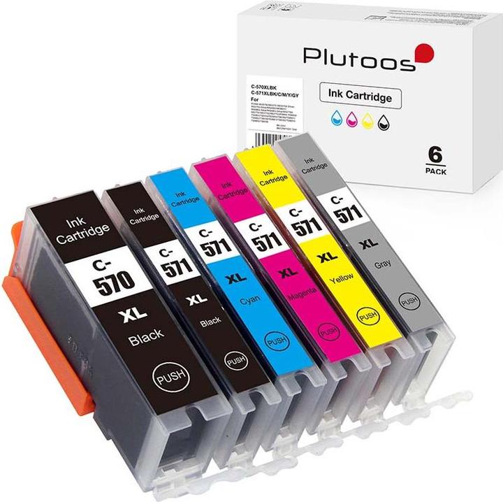 Produktbild Plutoos Canon PGI-570 CLI-571 Patronen XXL kompatibel, 6er Farbset (M, Y, GY, BK, PBK, C)