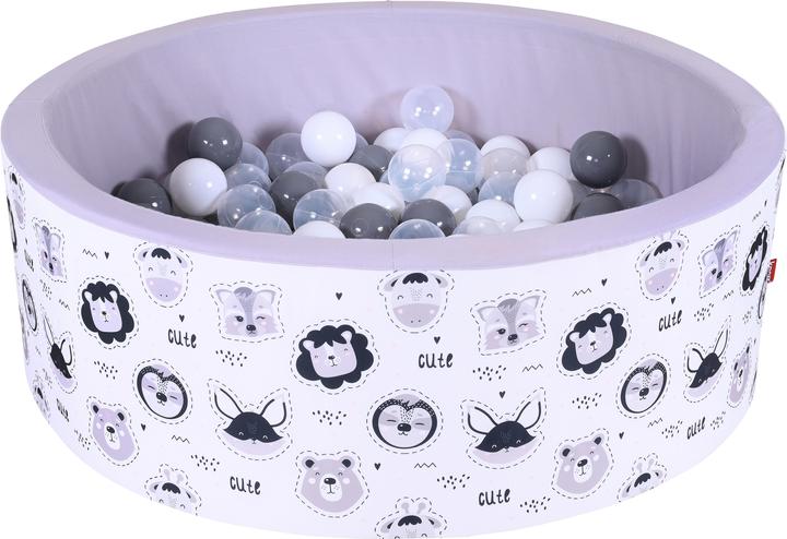 Knorrtoys Bällebad soft - "Cute Animals" - 150 balls grey/white/transparent (ca. 7 cm)