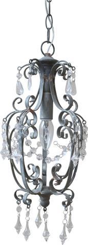 Chic Antique Hanging Lamp grey, 1arm, Vintage Shabby Look (E14)