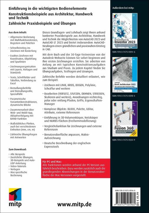 Produktbild AutoCAD 2023 und AutoCAD LT 2023 für Architekten und Ingenieure (Deutsch, Detlef Ridder, 2022)