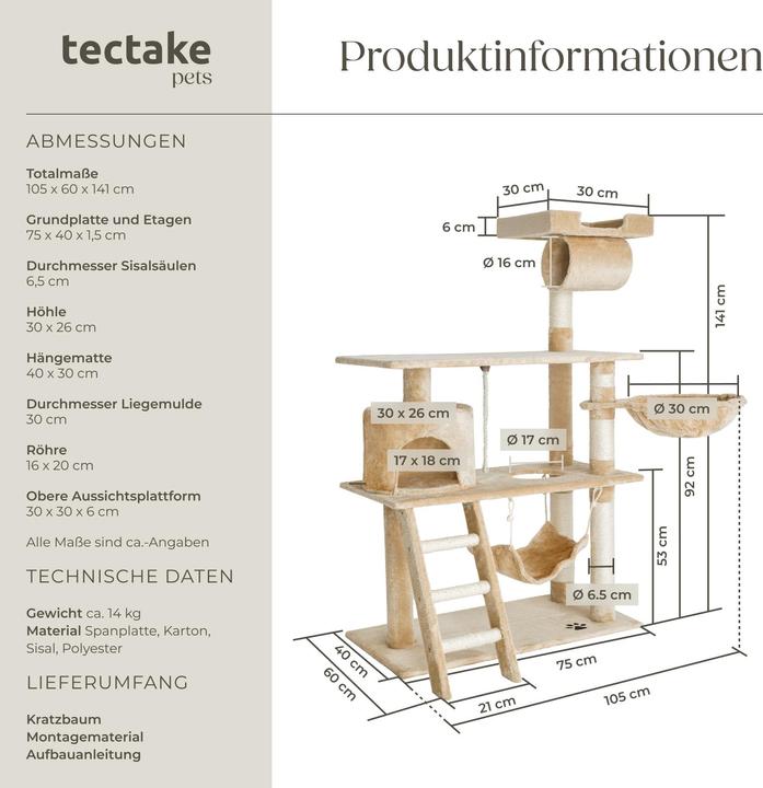 Immagine prodotto tectake Marcel (141 cm, Beige)