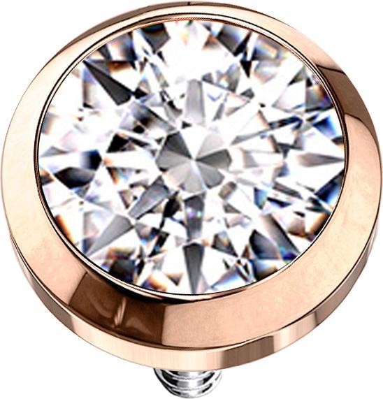 Star Piercing Dermal Anchor rosegold mit Kristall silber (ohne Messing, Chirurgenstahl 316L)