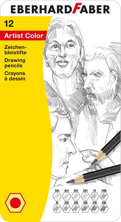 EberhardFaber Coffret de crayons de couleur pour artistes (B, 6B, 5H, 4h, 3H, 2H, Dur, HB, 2B, 3B, 4B, 5B, 12 x)