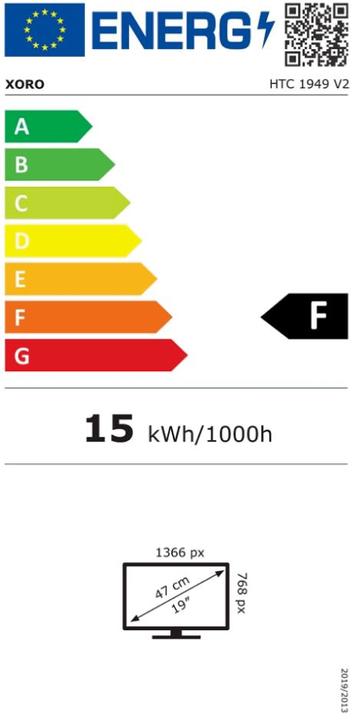Etichetta energetica Xoro HTC 1949 V2 18.5"" TV LED con lettore DVD integrato e triplo sintonizzatore HD - 47 cm (18.50", LED, Pronto per l'HD)