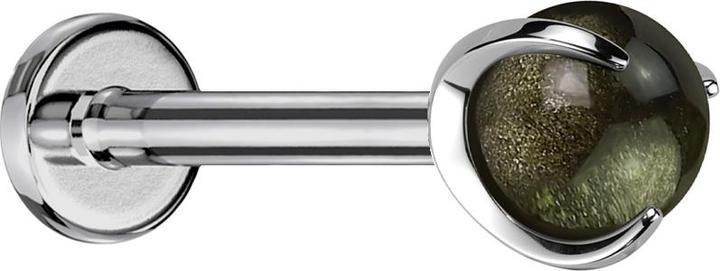 Immagine prodotto Star Piercing Micro Labret con filettatura interna, sfera d'argento con pietra di ossidiana (Mnerale, senza ottone, Titanio G23)
