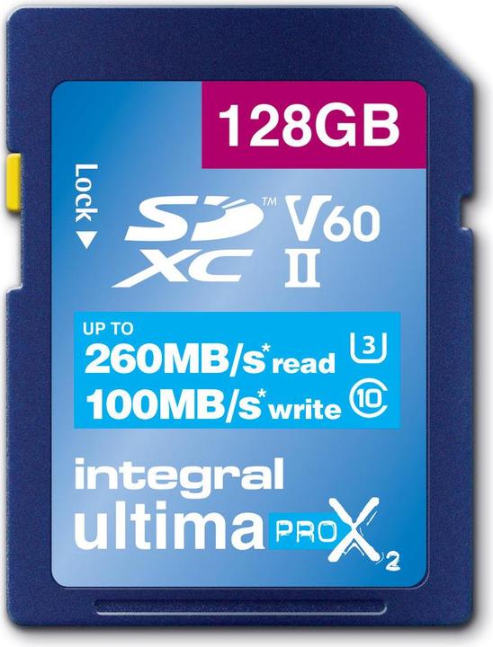 Immagine prodotto 128GB ULTIMAPRO X2 SDXC 260/100MB UHS-II V60 (128 GB, SDXC, U3, UHS-II)