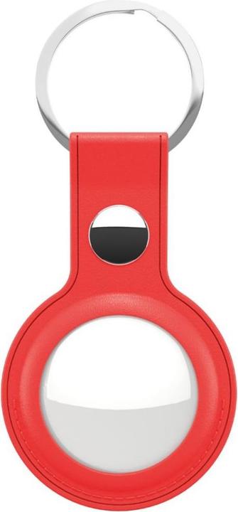 Actual product image Keybudz Leather Keyring for AirTag 2-pack (Color: Red)
