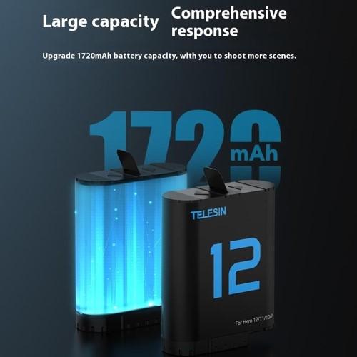 Actual product image Telesin battery(double arc) for GoPro Hero12/11/ 10/9 (GoPro Hero 12, GoPro Hero 9, GoPro Hero 10, GoPro Hero 11)