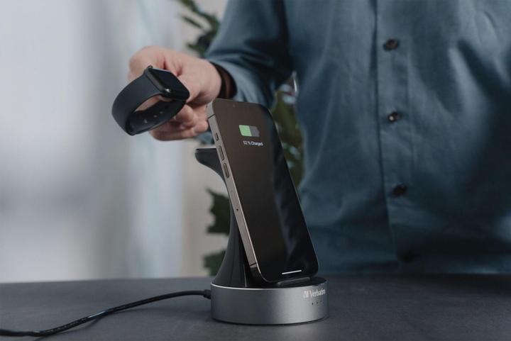 Actual product image Verbatim 2 in 1 Qi Wireless+Apple Watch Charger (20 W)