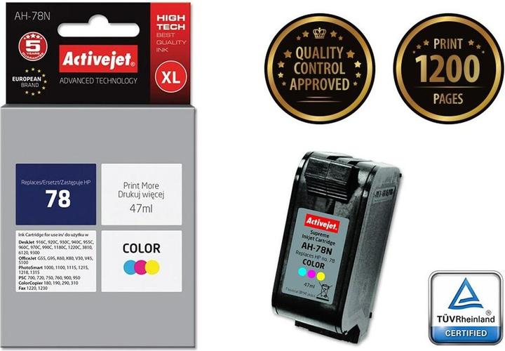 Actual product image Activejet AH-78N Print Cartridge (e) Compatible High (XL) Yield (M, C, Y)