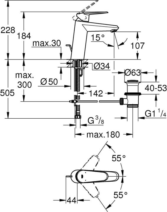 Produktbild Grohe Eurodisc Cosmopolitan Einhand-Waschtischbatterie M-Size