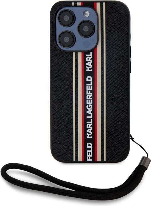 Productafbeelding Karl Lagerfeld Case Saffiano Athleisure Stripes Cord for iPhone 15 Pro Max red (Apple iPhone 15 Pro Max)
