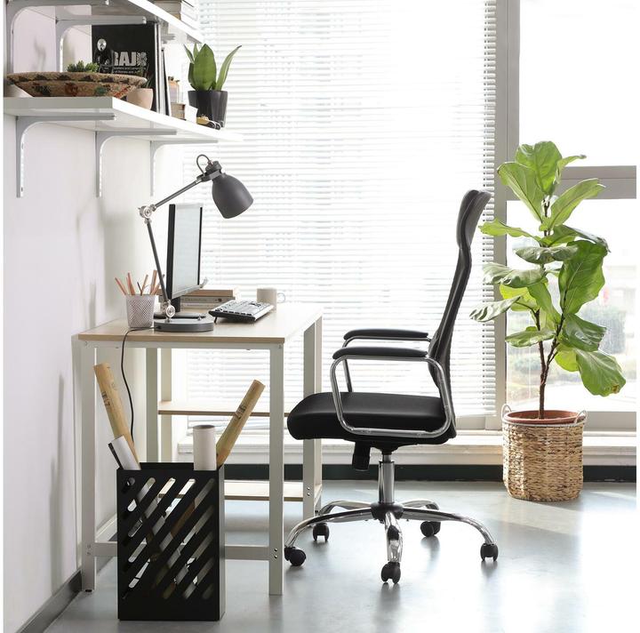 Image du produit Songmics Chaise de bureau, OBN33BK similicuir noir, piétement chromé