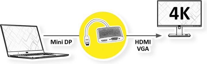 Actual product image Roline Mini DisplayPort - HDMI/VGA, Active (HDMI, VGA, 10 cm)