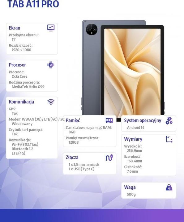 Actual product image Ulefone A11 Pro 8/128 GB Tablet (4G, 11", 128 GB, Space grey)