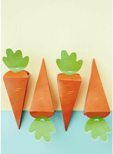 Actual product image Partydeco Easter craft set carrot box 7.5 x 26.5 x 7.5 cm, orange (6 x, 0.5 x 19 x 37 cm)
