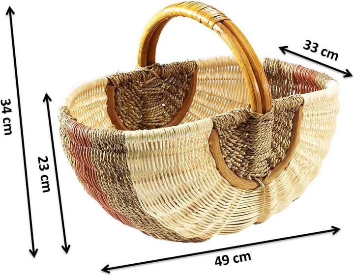 Produktbild Kobolo geflochten Rattankorb natur mit braunem Seegras Braun