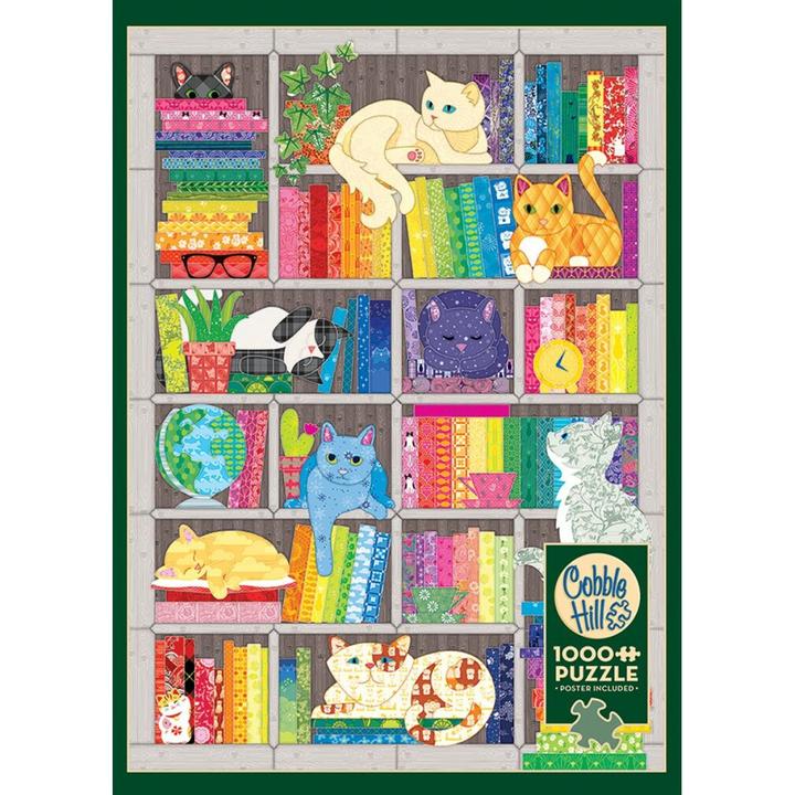Productafbeelding Cobble Hill Puzzel 1000 stukjes Regenboog Kat Quilt (1000 onderdelen)