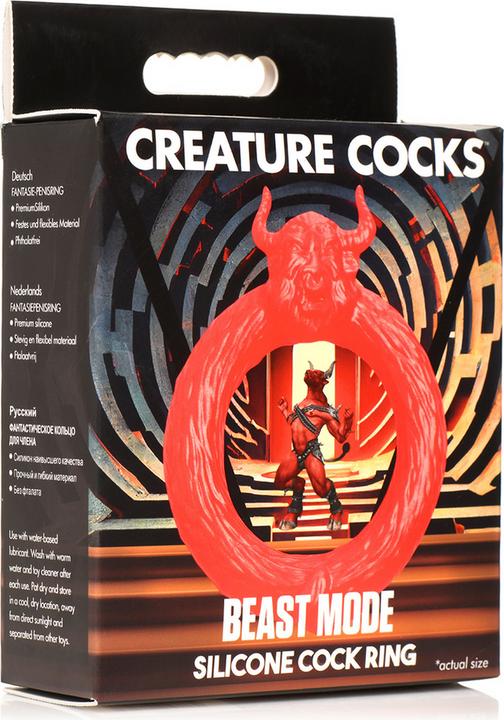 Actual product image Frisky Beast Mode - Silicone Cock Ring - Red (2.30 cm)