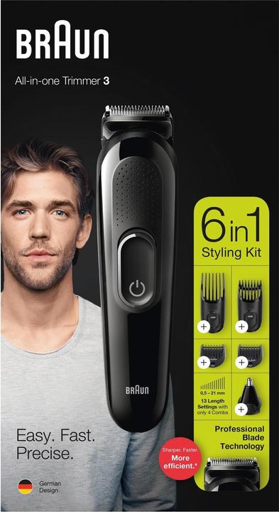 Produktbild Braun All-in-One 3 Trimmer MGK3322, 6-in-1 Barttrimmer für Herren, 5 Aufsätze