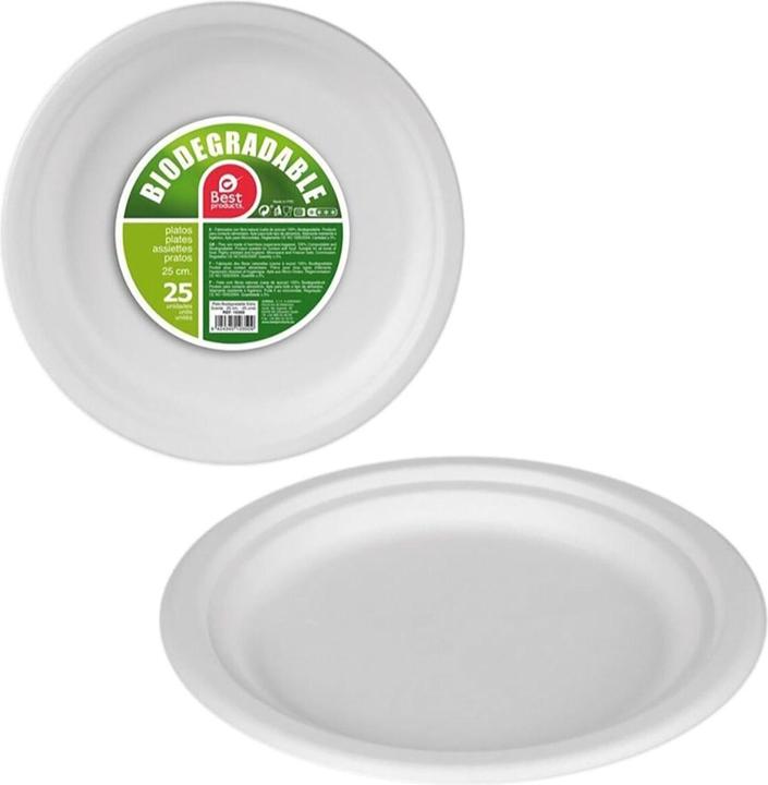 Best Products Green Geschirr-Set Zuckerrohr Ø 25 cm Biologisch abbaubar Einwegartikel 25 Stück (25 x)
