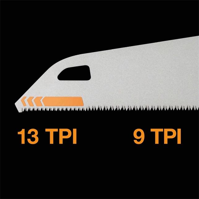 Image du produit Fiskars Scie à main pro pour bois, stratifié et PVC, longueur de lame : 38 cm, 9 TPI, Noir/Orange, PowerT