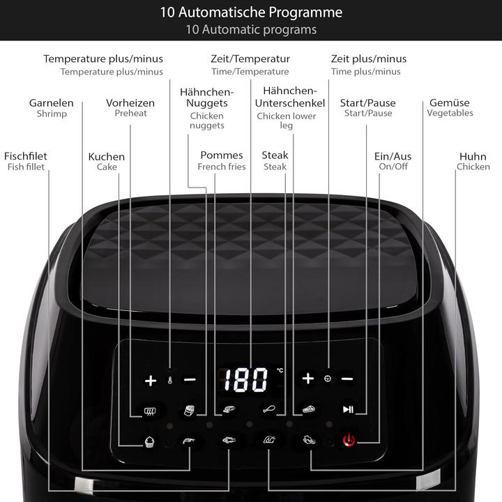 Actual product image Onvaya Airfryer XXL Heissluftfritteuse mit 10 Programmen