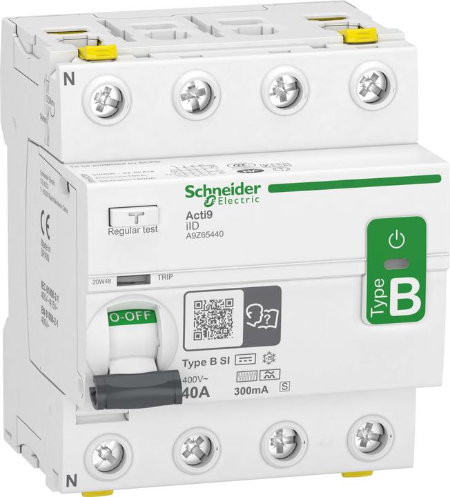 Image du produit Schneider Electric A9Z65440 IID 4P 40A 300MA S TYPE B-SI Disjoncteur différentiel sensible à tous les courants