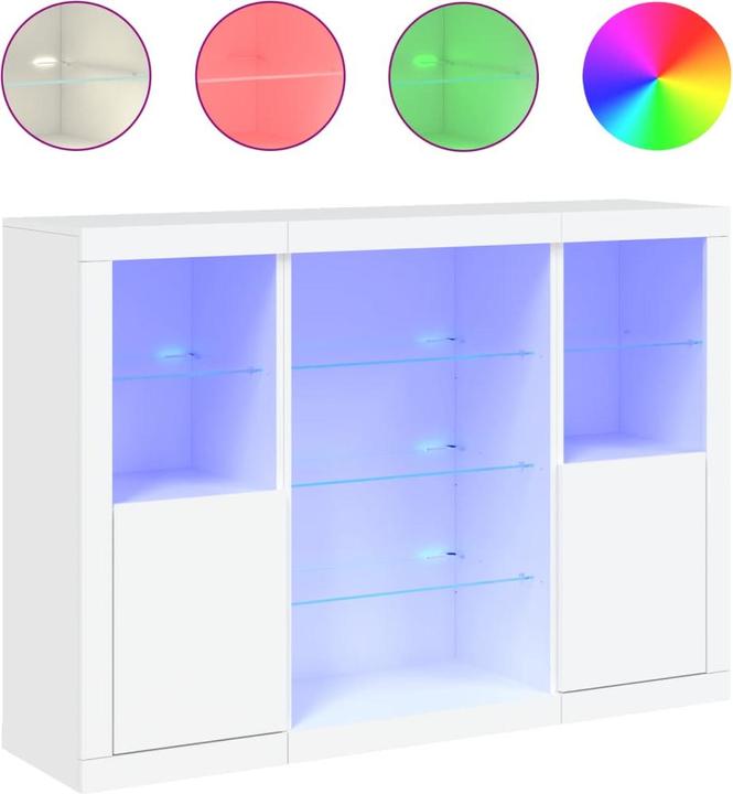 Produktbild VidaXL Sideboards mit LED-Leuchten 3 Stk. Weiss (142.5 x 37 x 100 cm)