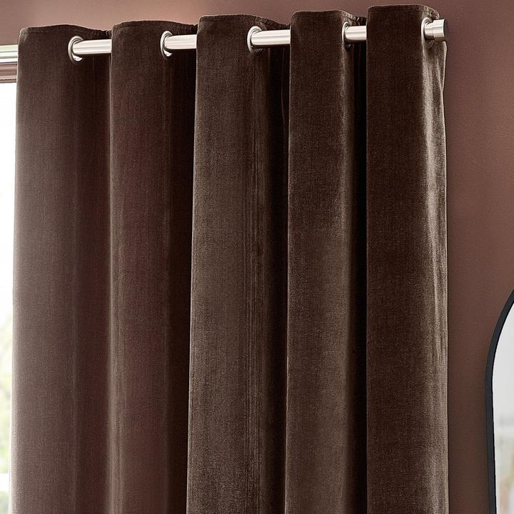 Actual product image Yard Chenille Velvet Eyelet Curtains (168 x 137 cm)