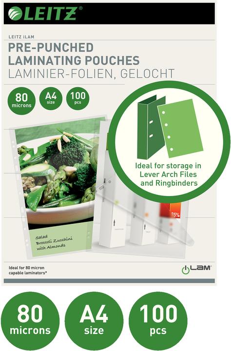 Image du produit Leitz Feuilles de plastification à chaud A4 (A4, 100 pièce(s), 80 µm)