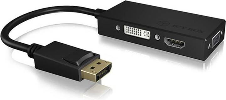 Produktbild Icy Box 3-in-1 DisplayPort zu HDMI/ DVI-D / VGA Grafikadapter (DVI, VGA, HDMI, 8.70 cm)